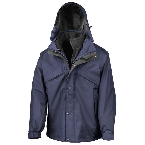 Result Mens 3 in 1 Zip and Clip StormDri Waterproof Windproof Jacket /Coat / Nav
